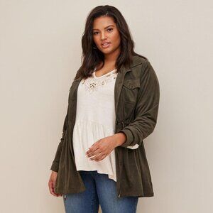Torrid - Suede Shacket - Olive Green, Size 3